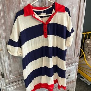 We the free Red and Blue Striped polo dress